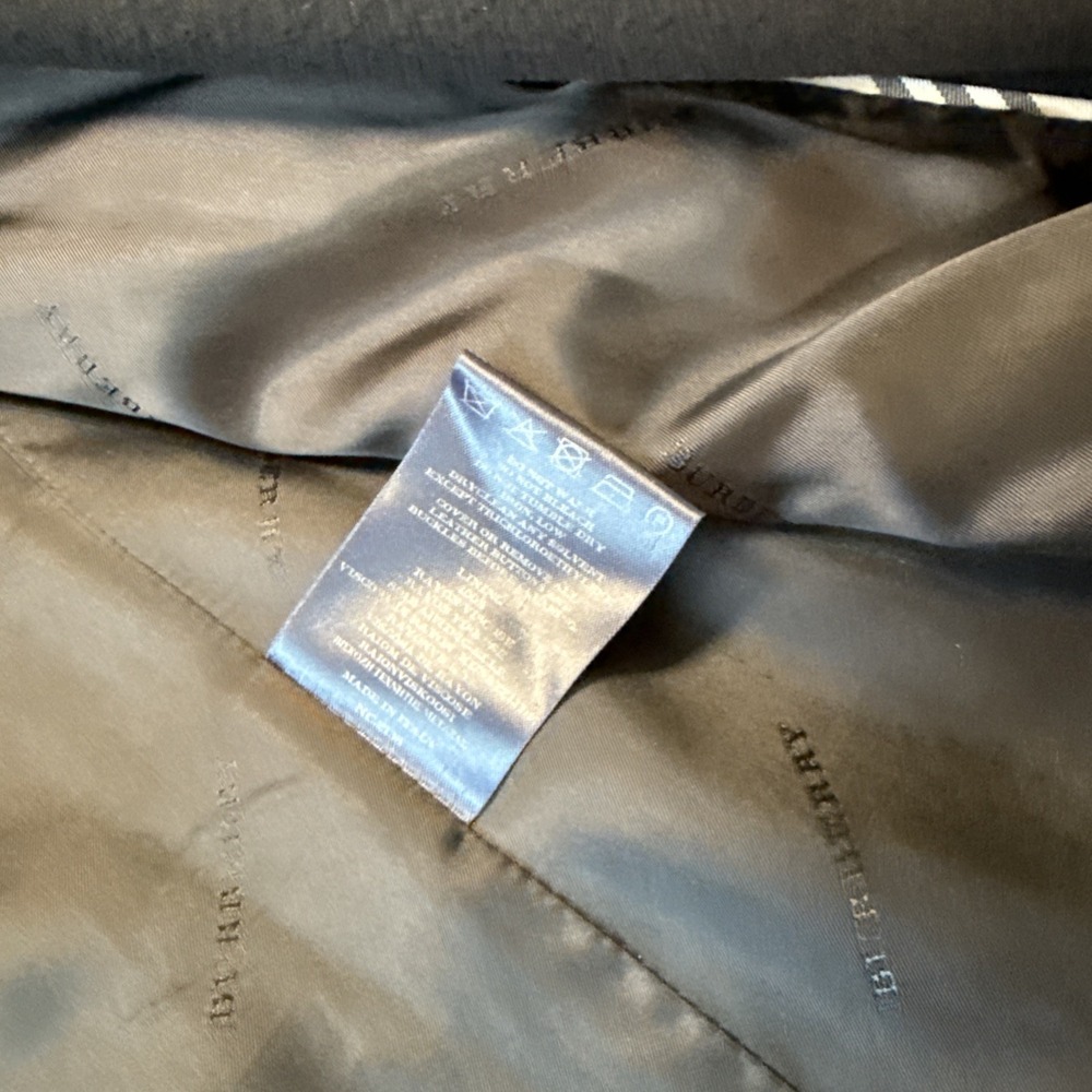 Burberry London Asymmetrical Wool Maxi Trench Coat 100% Cashmere Sz US 12 Flaws - Picture 14 of 16